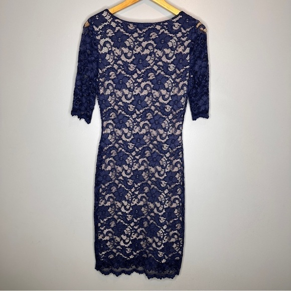 Belle Badgley Mischka navy lace overlay midi dress - Picture 7 of 7